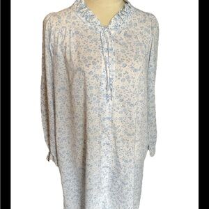 MISS ELAINE Housedress/ M Duster White Floral Ruffle Snap Nightgown Robe